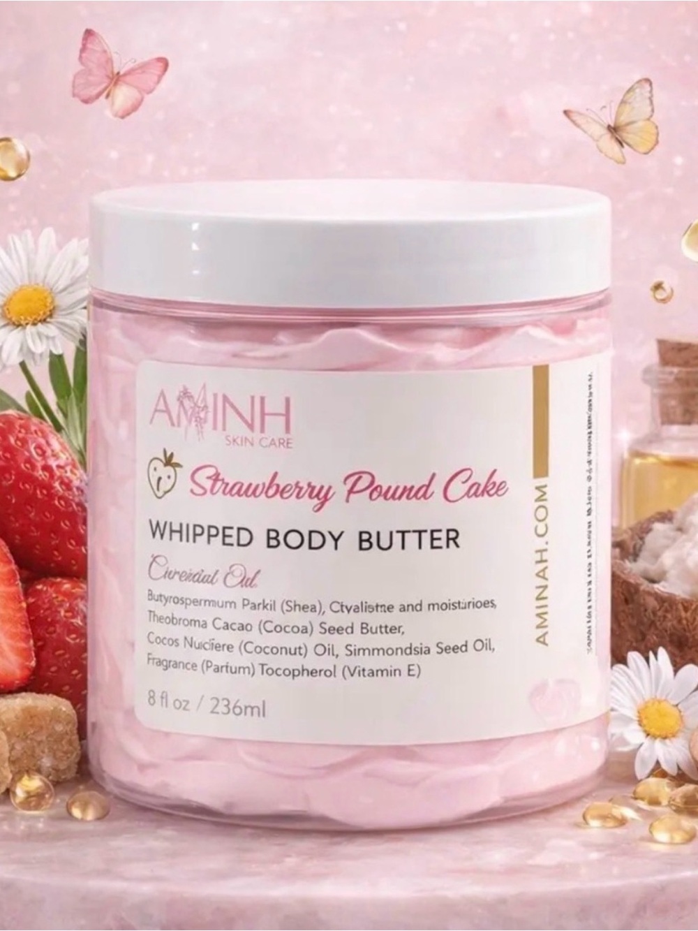 NWT Aminnah Strawberry Pound Cake Whipped Body Butter -  retails $38.00 USD